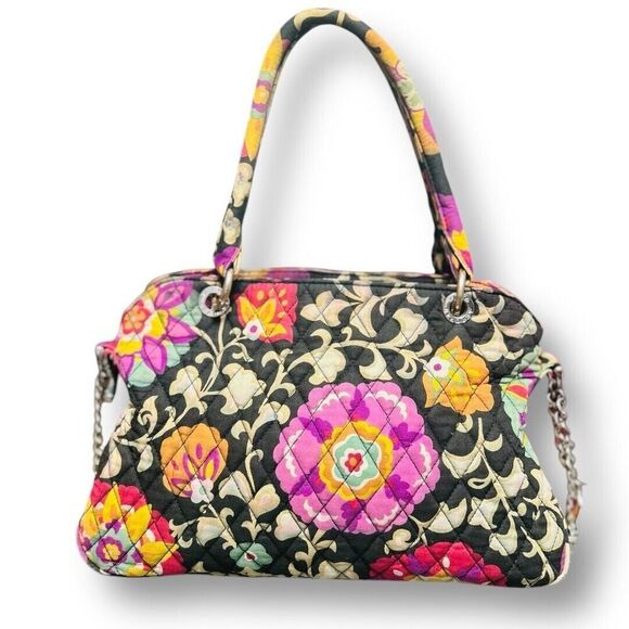 Vera Bradley Multicolor Suzani Floral Quilted Shoulder Bag Cotton Chain Strap - Picture 3 of 16